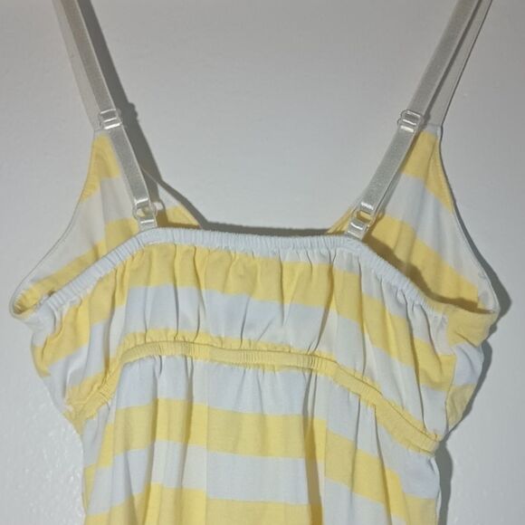 Blu Chic Lounge Butter Yellow Stripped Tank Top Women's Sz Medium Y2K Lace Trim - Picture 7 of 8